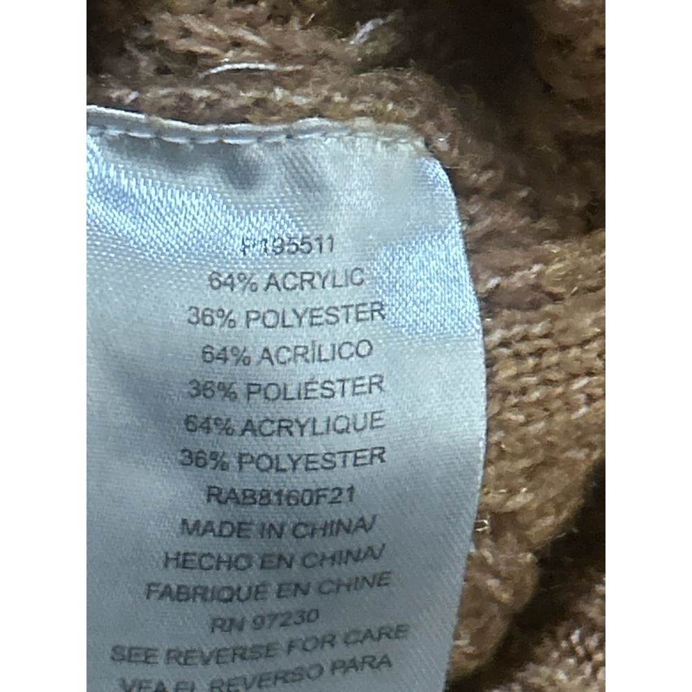 Almost Famous Cropped Sweater Womens Tan Brown Cable Knit Size Medium - Picture 4 of 4
